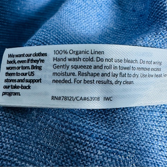 EILEEN FISHER Organic Linen Open Front Cardigan Long Sleeve Melange Blue Small - Picture 11 of 13